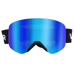 VEVOR Frameless Ski Goggles, Magnet Cylindrical Lens with Dark Blue Revo Coating, OTG Anti fog Snow Goggles for Men Women, TPU Frame & Ventilation Structure, Fit for Skiing, Skating, Snowboarding