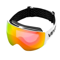 VEVOR Frameless Ski Goggles, Spherical Lens with Pink Revo Coating, OTG Anti fog Snow Goggles for Men Women Youth, TPU Frame & Ventilation Structure, Suitable for Skiing, Skating, Snowboarding