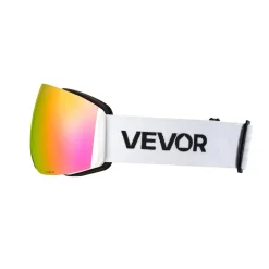 VEVOR Frameless Ski Goggles, Spherical Lens with Pink Revo Coating, OTG Anti fog Snow Goggles for Men Women Youth, TPU Frame & Ventilation Structure, Suitable for Skiing, Skating, Snowboarding