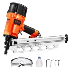 VEVOR Framing Nailer, 2" to 3-1/2" 21 Degree Full Round Head Pneumatic Framing Nailer with Dual Trigger Modes & Tool-Less Depth Adjustment, 80-120PSI Pro Air Nail Gun for Framing Flooring Decking