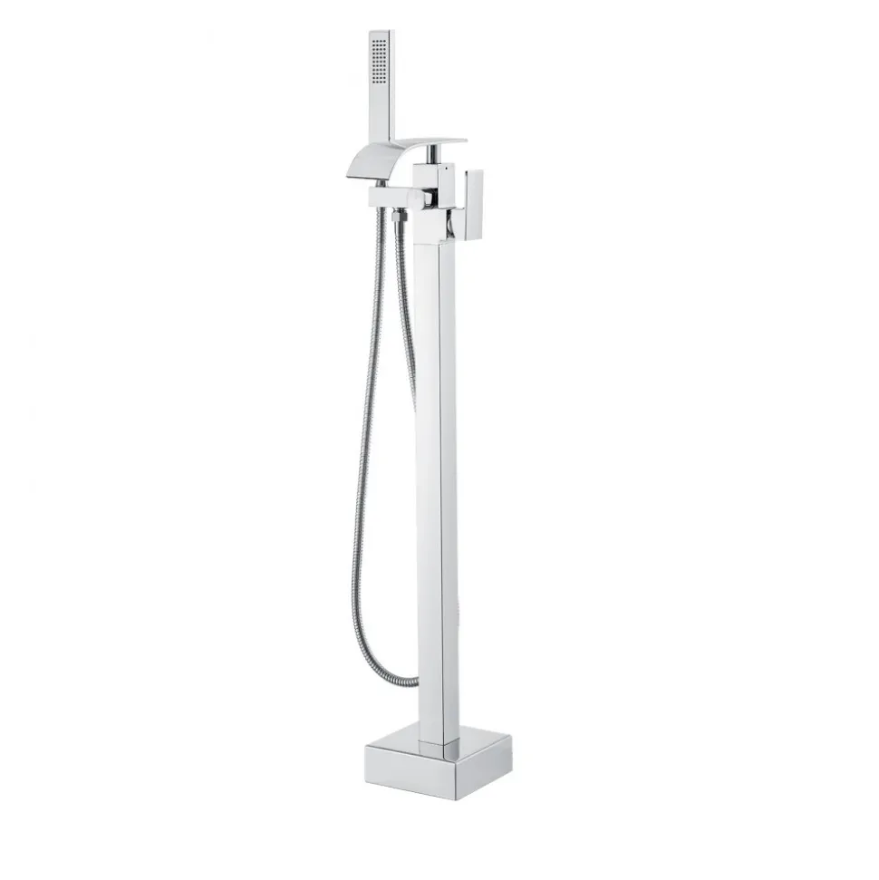 VEVOR Freestanding Bathtub Faucet, Floor Mount, Freestanding Tub Filler, Shower Mixer Taps, Two Water Modes, 360° Swivel Spout, for Bathing & Showering Pet Bathing Cleaning Drains Toilet Flushing