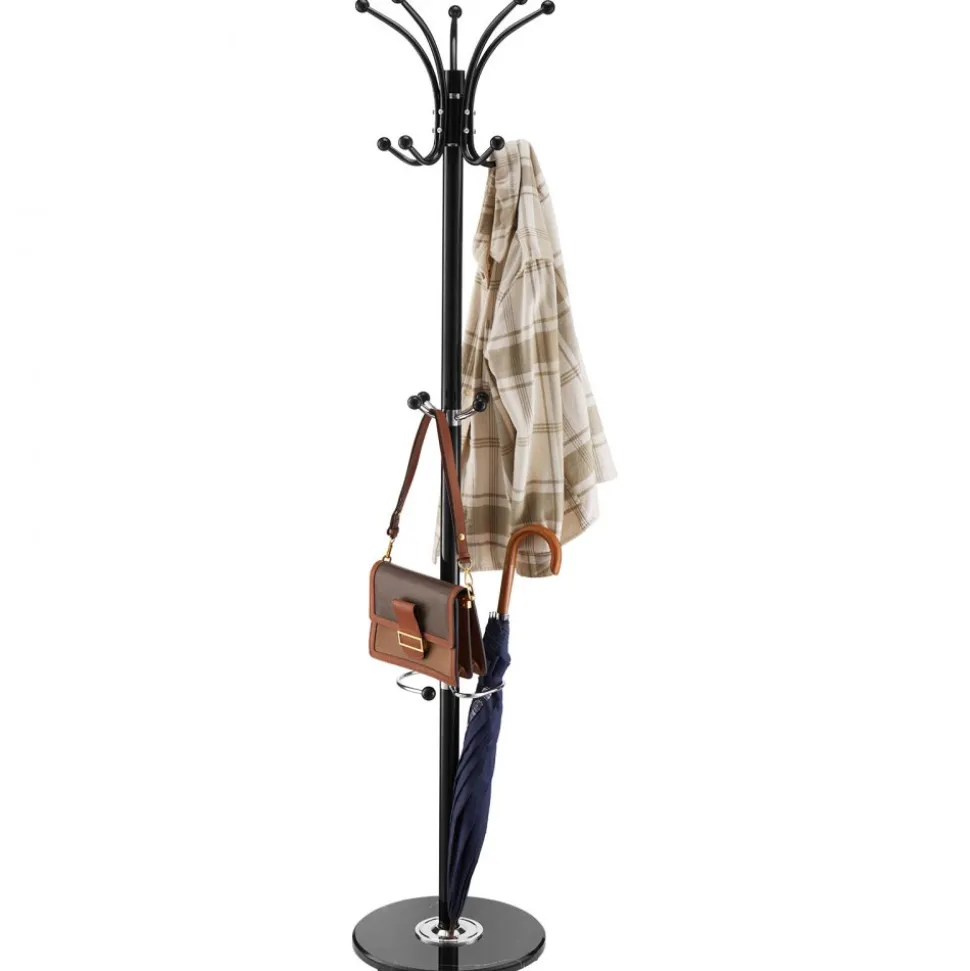VEVOR Freestanding Coat Rack, Metal Coats Rack Stand with Umbrella Holder, Stable Marble Base & 14 Hooks, Hall Coat Tree for Entryway, Bedroom, Living Room, Stylish Coats Hanger for Hats, Scarves, Bag