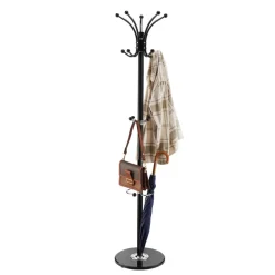 VEVOR Freestanding Coat Rack, Metal Coats Rack Stand with Umbrella Holder, Stable Marble Base & 14 Hooks, Hall Coat Tree for Entryway, Bedroom, Living Room, Stylish Coats Hanger for Hats, Scarves, Bag