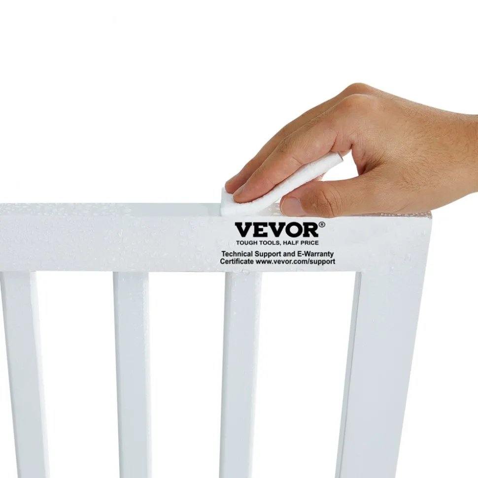 VEVOR Freestanding Pet Barrier, 24" Height x 80.3" Width, 4-Panel Folding Dog Gate for Various Openings, Expandable and Quiet Foot-Supported Indoor Dog Fence, White