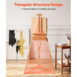 VEVOR French Easel with Legs Foldable and Portable Sketchbox Easel Stand, For Painting, Solid Beech Wood, Holds Canvas up to 33.86