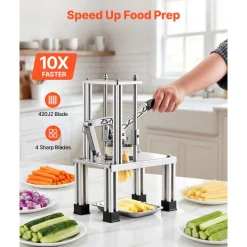 VEVOR French Fry Cutter, Commercial Vegetable Chopper with 4 Blades (1/4