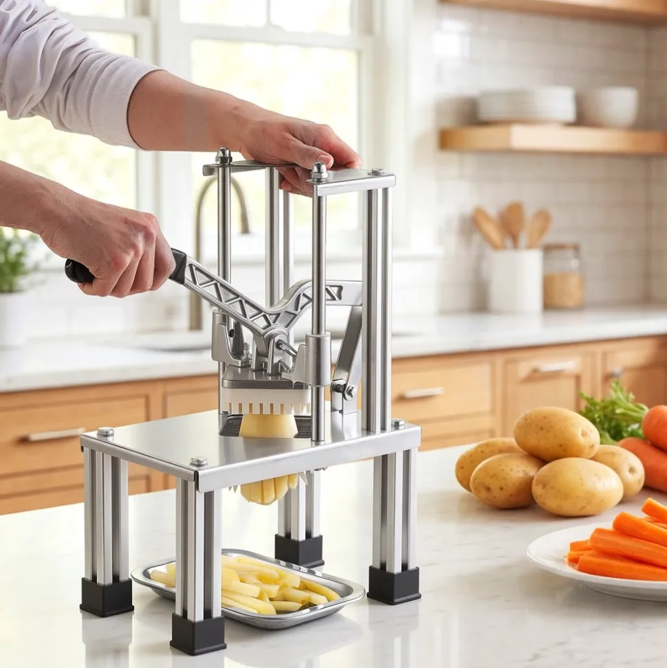 VEVOR French Fry Cutter, Commercial Vegetable Chopper with 4 Blades (1/4", 3/8", 6-Wedge & Apple Corer), Stainless Steel Potato Slicer for Fries, Onion, Carrots, Lemon – Home & Restaurant Use