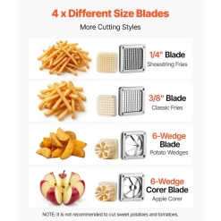 VEVOR French Fry Cutter, Commercial Vegetable Chopper with 4 Blades - 1/4