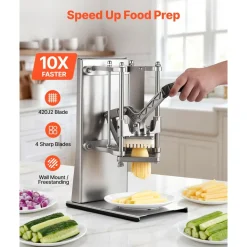 VEVOR French Fry Cutter, Commercial Vegetable Chopper with 4 Blades - 1/4