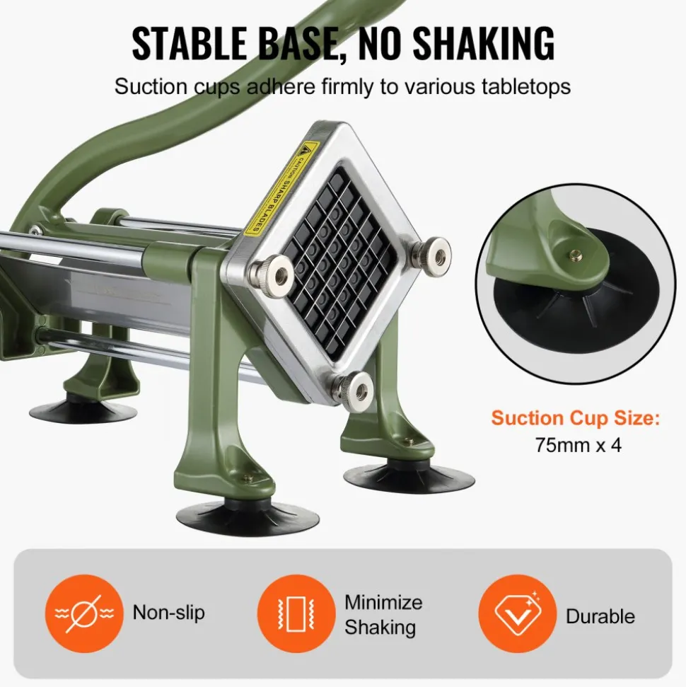 VEVOR French Fry Cutter, Potato Slicer with 1/2-Inch Stainless Steel Blade, Manual Potato Cutter Chopper with Suction Cups, Great for Potato, French Fries, Cucumber, Vegetables, Carrot