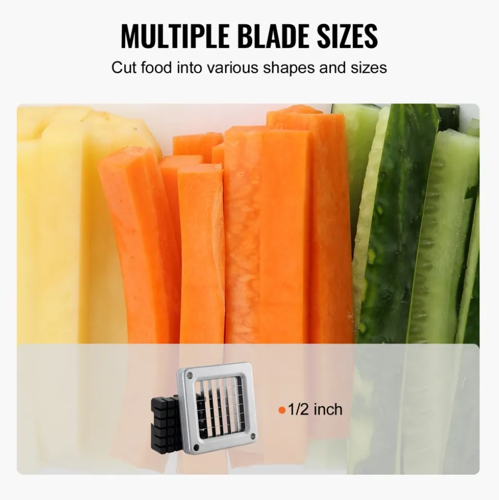 VEVOR French Fry Cutter, Potato Slicer with 1/2-Inch Stainless Steel Blade, Manual Potato Cutter Chopper with Suction Cups, Great for Potato, French Fries, Cucumber, Vegetables, Carrot