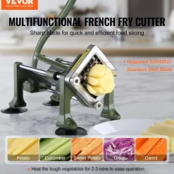 VEVOR French Fry Cutter, Potato Slicer with 1/2-Inch Stainless Steel Blade, Manual Potato Cutter Chopper with Suction Cups, Great for Potato, French Fries, Cucumber, Vegetables, Carrot