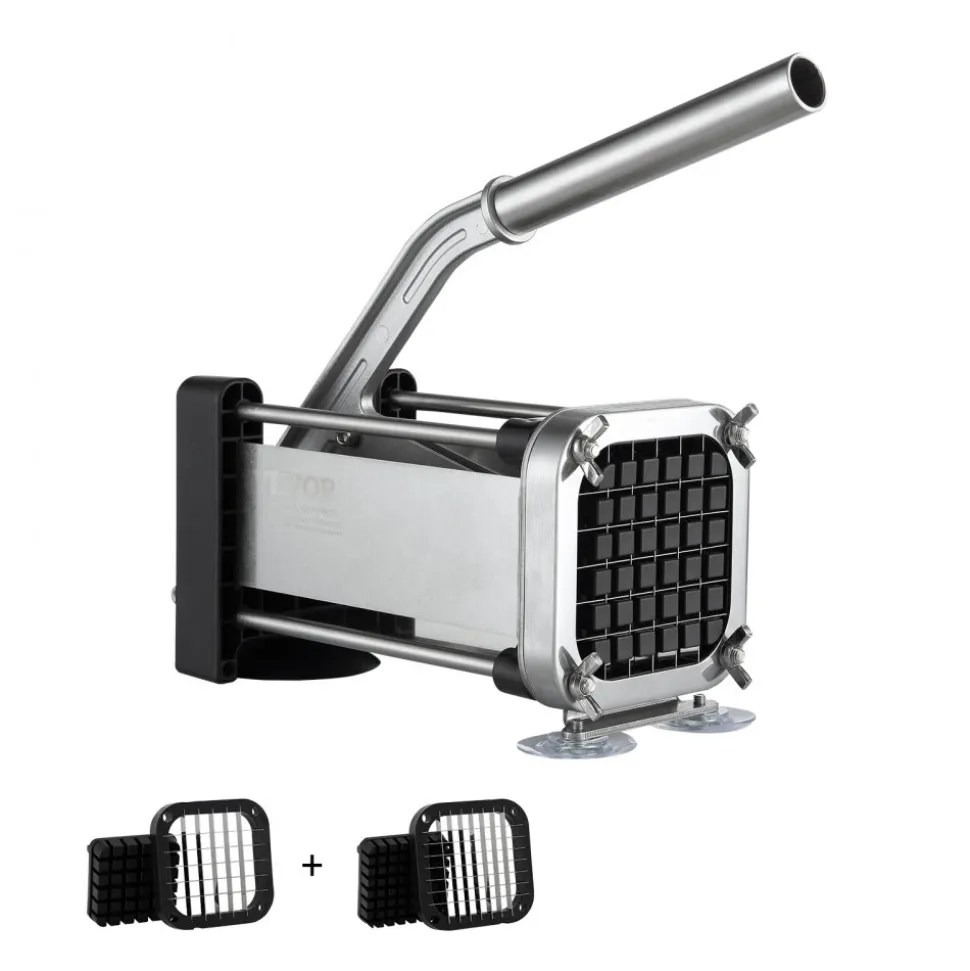 VEVOR French Fry Cutter, Potato Slicer with 1/2-Inch and 3/8-Inch Stainless Steel Blades, Manual Potato Cutter Chopper with Suction Cups, Great for Potato, French Fries, Cucumber, Vegetables, Carrot
