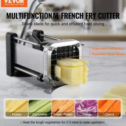 VEVOR French Fry Cutter, Potato Slicer with 1/2-Inch and 3/8-Inch Stainless Steel Blades, Manual Potato Cutter Chopper with Suction Cups, Great for Potato, French Fries, Cucumber, Vegetables, Carrot