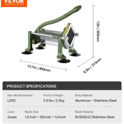 VEVOR French Fry Cutter, Potato Slicer with 1/2