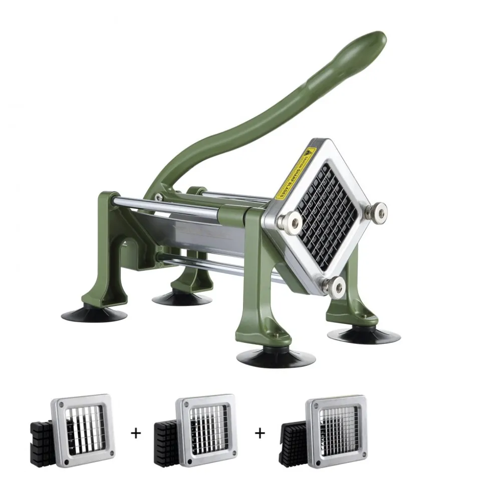 VEVOR French Fry Cutter, Potato Slicer with 1/2" 3/8" 1/4" Stainless Steel Blades, Manual Potato Cutter Chopper with Suction Cups, Great for Potato, French Fries, Cucumber, Vegetables, Carrot