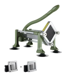 VEVOR French Fry Cutter, Potato Slicer with 1/2-Inch and 3/8-Inch Stainless Steel Blades, Manual Potato Cutter Chopper with Suction Cups, Great for Potato, French Fries, Cucumber, Vegetables, Carrot