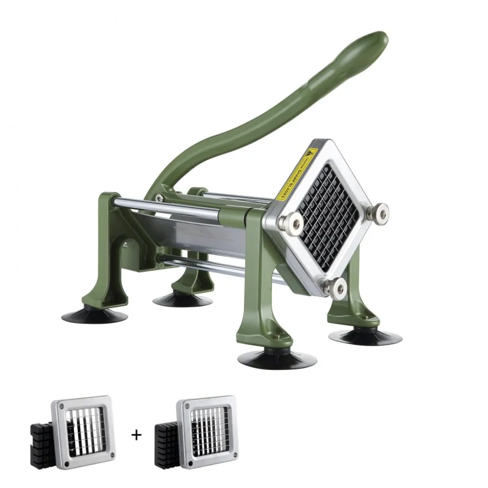 VEVOR French Fry Cutter, Potato Slicer with 1/2-Inch and 3/8-Inch Stainless Steel Blades, Manual Potato Cutter Chopper with Suction Cups, Great for Potato, French Fries, Cucumber, Vegetables, Carrot