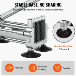 VEVOR French Fry Cutter, Potato Slicer with 1/2-Inch and 3/8-Inch Stainless Steel Blades, Manual Potato Cutter Chopper with Suction Cups, Great for Potato, French Fries, Cucumber, Vegetables, Carrot