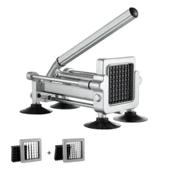 VEVOR French Fry Cutter, Potato Slicer with 1/2-Inch and 3/8-Inch Stainless Steel Blades, Manual Potato Cutter Chopper with Suction Cups, Great for Potato, French Fries, Cucumber, Vegetables, Carrot