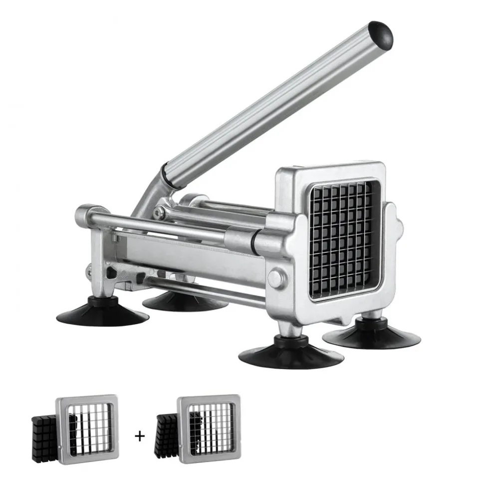VEVOR French Fry Cutter, Potato Slicer with 1/2-Inch and 3/8-Inch Stainless Steel Blades, Manual Potato Cutter Chopper with Suction Cups, Great for Potato, French Fries, Cucumber, Vegetables, Carrot