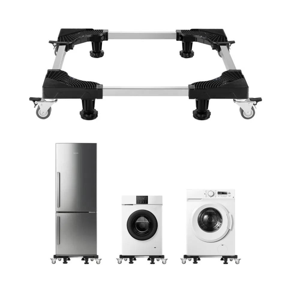 VEVOR Fridge Stand Mobile Base, 1100 lbs Load Capacity, Washing Machine Stand with 8 Locking Twin Wheels and 4 Brakes, 27.5 -35.4 Inches Adjustable Furniture Dolly for Washer, Refrigerator and Dryer