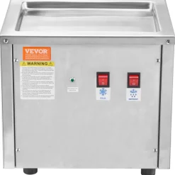 VEVOR Fried Ice Cream Roll Machine, 11" x 9.5" Stir-Fried Ice Cream Pan, Stainless Steel Rolled Ice Cream Maker with Compressor and 2 Scrapers, for Making Ice Cream, Frozen Yogurt, Ice Cream Rolls