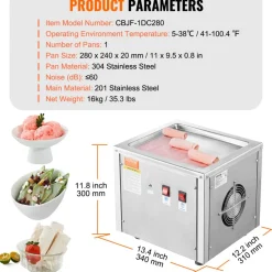 VEVOR Fried Ice Cream Roll Machine, 11