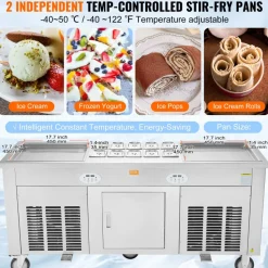 VEVOR Fried Ice Cream Roll Machine, 2Pcs 17.7