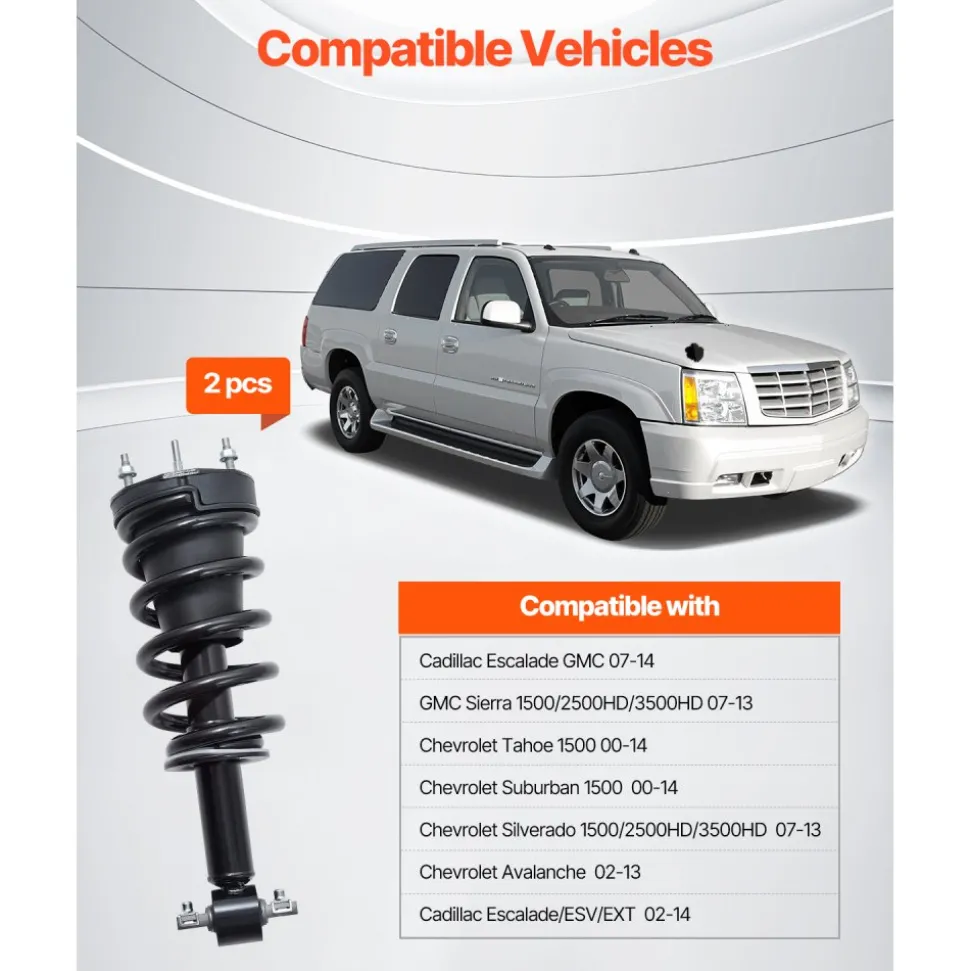 VEVOR Front Air Shock Absorber Strut, 2 PCS, Compatible with Cadillac Escalade/ESV/EXT, GMC Sierra, Chevrolet Avalanche/Silverado/Suburban/Tahoe, Replacement for 19300066 22853793 19368455 19368456
