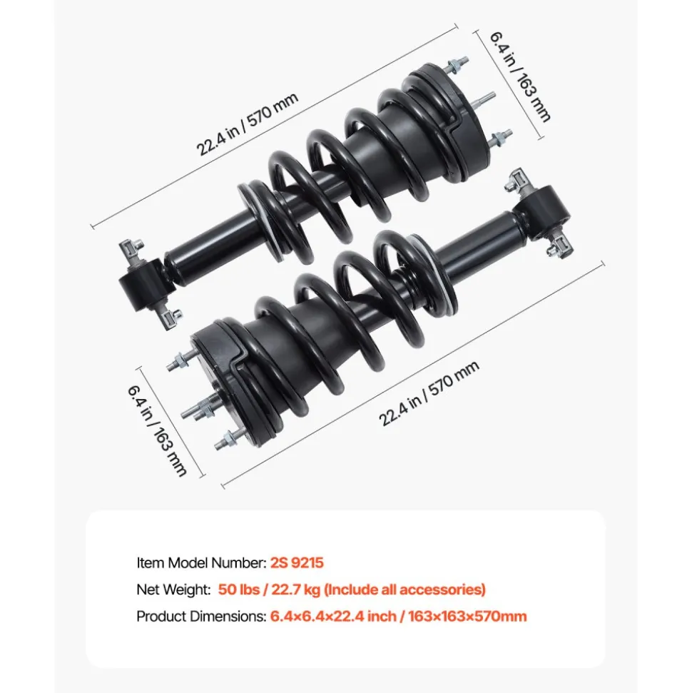 VEVOR Front Air Shock Absorber Strut, 2 PCS, Compatible with Cadillac Escalade/ESV/EXT, GMC Sierra, Chevrolet Avalanche/Silverado/Suburban/Tahoe, Replacement for 19300066 22853793 19368455 19368456
