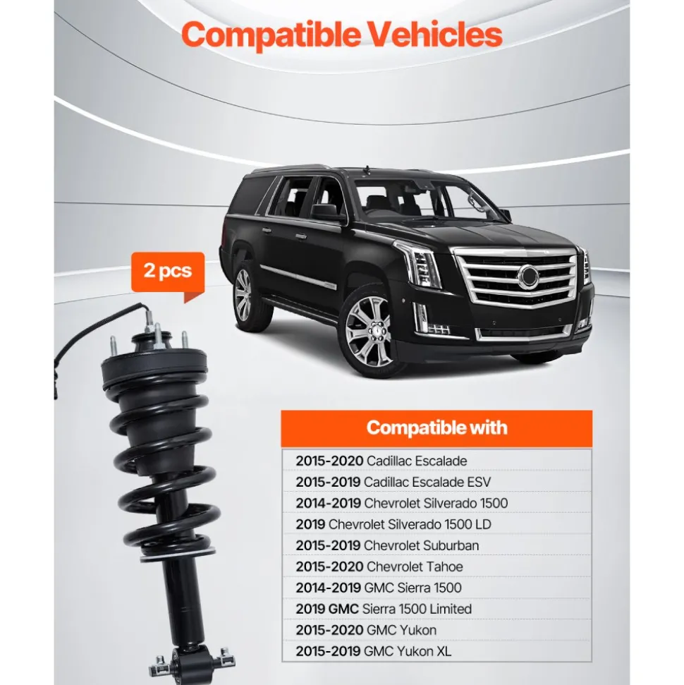 VEVOR Front Air Shock Absorber Strut, 2 PCS, Compatible with Cadillac Escalade, Chevrolet Silverado/Suburban/Tahoe, GMC Sierra/Yukon, Replacement for 84176631 84061228 84977478 23312167 23464589