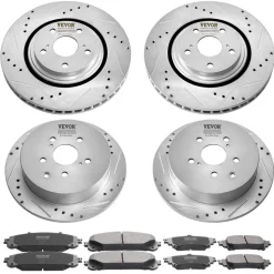 VEVOR Front and Rear Brake Kit Compatible with 2014-2015 Nissan Rogue (2 Row Seating; 11.65 inch (296mm) Front Outer Diameter), Hollow Structure Brake Rotors Ceramic Brake Pads Replacement Kit
