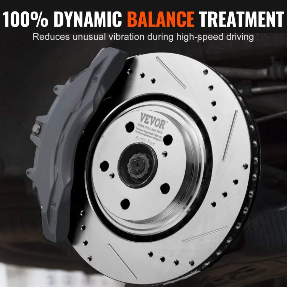 VEVOR Front and Rear Brake Kit Compatible with 2014-2015 Nissan Rogue (2 Row Seating; 11.65 inch (296mm) Front Outer Diameter), Hollow Structure Brake Rotors Ceramic Brake Pads Replacement Kit