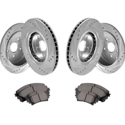 VEVOR Front and Rear Brake Kit Compatible with 2014-2015 Nissan Rogue (2 Row Seating; 11.65 inch (296mm) Front Outer Diameter), Hollow Structure Brake Rotors Ceramic Brake Pads Replacement Kit