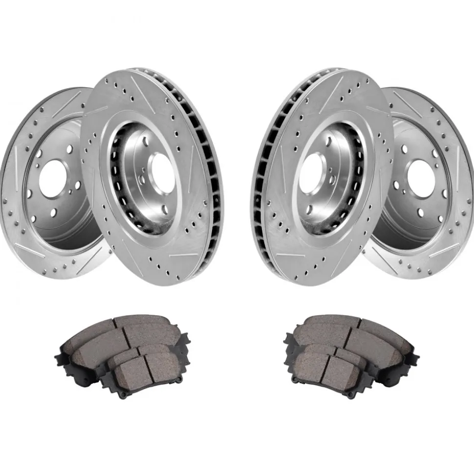 VEVOR Front and Rear Brake Kit Compatible with 2014-2015 Nissan Rogue (2 Row Seating; 11.65 inch (296mm) Front Outer Diameter), Hollow Structure Brake Rotors Ceramic Brake Pads Replacement Kit