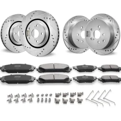 VEVOR Front and Rear Brake Kit Compatible with 2014-2015 Nissan Rogue (2 Row Seating; 11.65 inch (296mm) Front Outer Diameter), Hollow Structure Brake Rotors Ceramic Brake Pads Replacement Kit