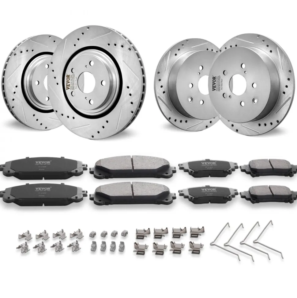 VEVOR Front and Rear Brake Kit Compatible with 2014-2015 Nissan Rogue (2 Row Seating; 11.65 inch (296mm) Front Outer Diameter), Hollow Structure Brake Rotors Ceramic Brake Pads Replacement Kit