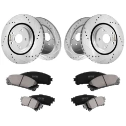 VEVOR Front and Rear Brake Kit Compatible with 2014-2015 Nissan Rogue (2 Row Seating; 11.65 inch (296mm) Front Outer Diameter), Hollow Structure Brake Rotors Ceramic Brake Pads Replacement Kit