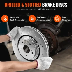 VEVOR Front and Rear Brake Kit Compatible with 2014-2015 Nissan Rogue (2 Row Seating; 11.65 inch (296mm) Front Outer Diameter), Hollow Structure Brake Rotors Ceramic Brake Pads Replacement Kit