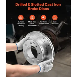 VEVOR Front and Rear Brake Kit Compatible with 2002-2006 Chevrolet Avalanche 2500 (8 STUD), 2002-2004 Chevrolet Silverado 2500 (Models w/Manual Transmission ONLY), Drilled & Slotted Brake Rotors
