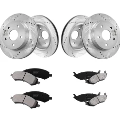 VEVOR Front and Rear Brake Kit for 06-2018 Dodge Ram 1500, 07-2009 Dodge Durango Chrysler Aspen, Drilled and Slotted Brake Rotors Ceramic Brake Pads Replacement, 13.2" Front Rotors 13.9" Rear Rotors