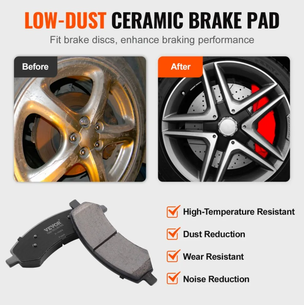 VEVOR Front and Rear Brake Kit for 06-2018 Dodge Ram 1500, 07-2009 Dodge Durango Chrysler Aspen, Drilled and Slotted Brake Rotors Ceramic Brake Pads Replacement, 13.2" Front Rotors 13.9" Rear Rotors