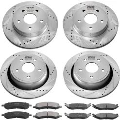 VEVOR Front and Rear Brake Kit for 06-2018 Dodge Ram 1500, 07-2009 Dodge Durango Chrysler Aspen, Drilled and Slotted Brake Rotors Ceramic Brake Pads Replacement, 13.2