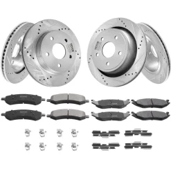 VEVOR Front and Rear Brake Kit for 06-2018 Dodge Ram 1500, 07-2009 Dodge Durango Chrysler Aspen, Drilled and Slotted Brake Rotors Ceramic Brake Pads Replacement, 13.2