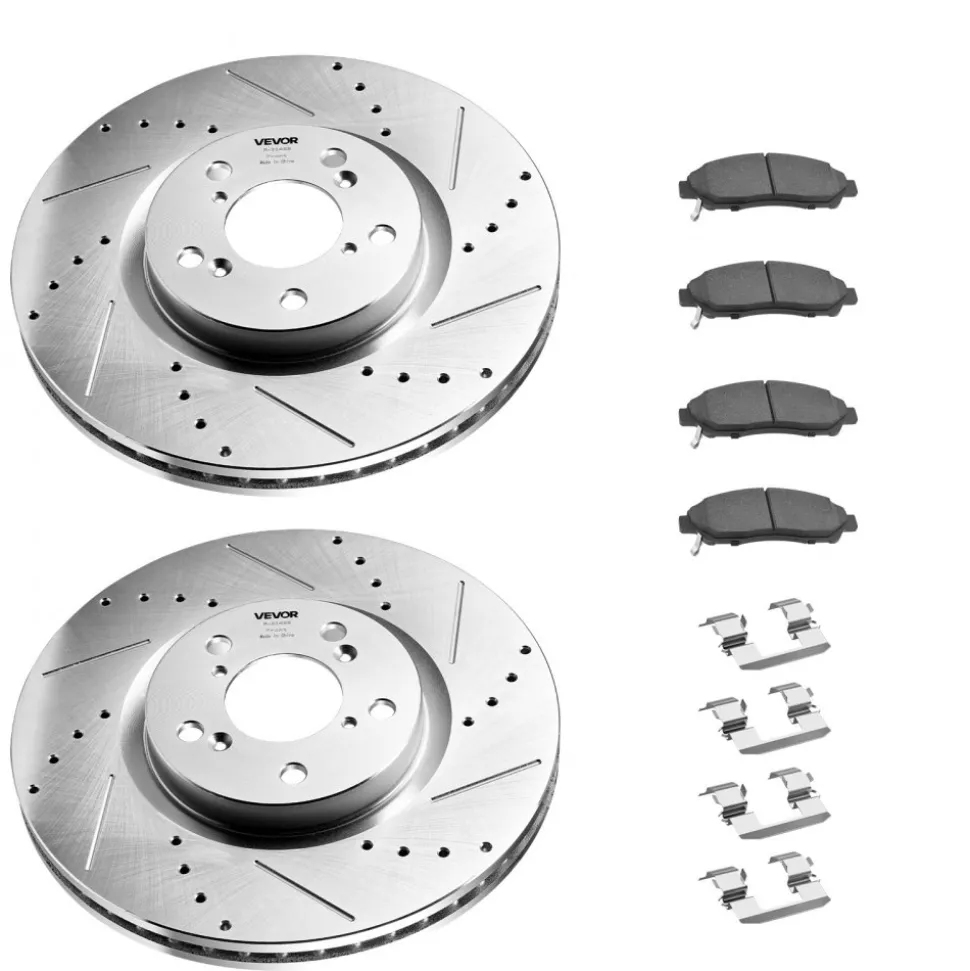VEVOR Front and Rear Brake Kit Compatible with 2007-2013 Acura MDX, 2010-2013 Acura ZDX, 2009-2014 Honda Pilot, Drilled and Slotted Brake Rotors Ceramic Brake Pads Replacement Kit, 13 in (Front)