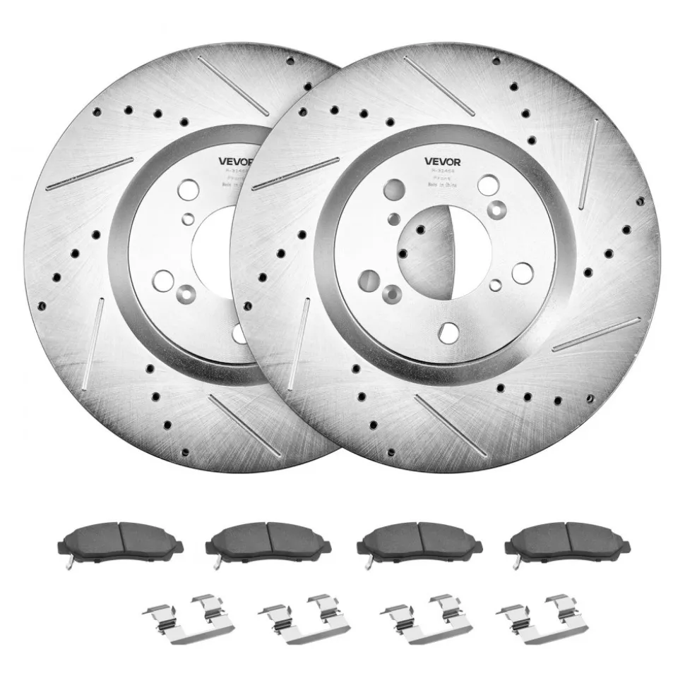 VEVOR Front and Rear Brake Kit Compatible with 2007-2013 Acura MDX, 2010-2013 Acura ZDX, 2009-2014 Honda Pilot, Drilled and Slotted Brake Rotors Ceramic Brake Pads Replacement Kit, 13 in (Front)