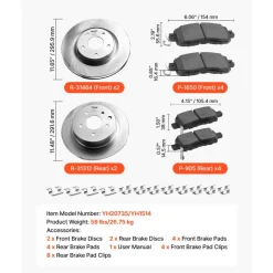VEVOR Front and Rear Brake Kit Compatible with 2007-2017 Jeep Wrangler, Drilled and Slotted Brake Rotors Ceramic Brake Pads Replacement, 11.9" Front Rotors 12.4" Rear Rotors