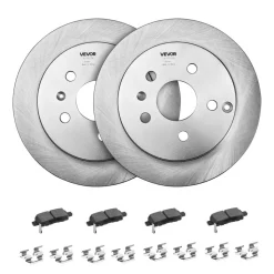 VEVOR Front and Rear Brake Kit Compatible with 2007-2017 Jeep Wrangler, Drilled and Slotted Brake Rotors Ceramic Brake Pads Replacement, 11.9" Front Rotors 12.4" Rear Rotors