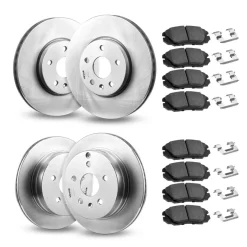 VEVOR Front and Rear Brake Kit Compatible with 2010-2017 Chevrolet Equinox, 2010-2017 GMC Terrain, Hollow Brake Rotors Ceramic Brake Pads Replacement Kit, 12.7 in Front Rotors, 12 in Rear Rotors